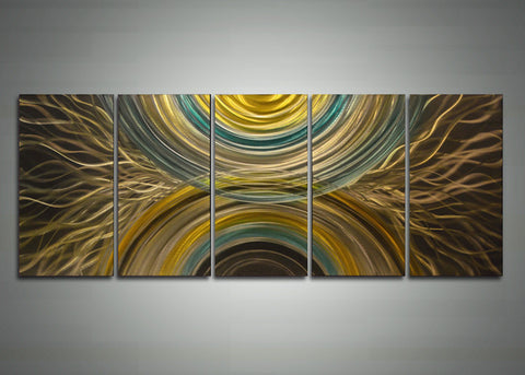 Yellow Abstract Metal Wall Art Painting 60 x 24in