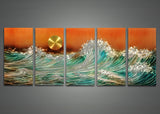 Wave Metal Wall Art Abstract Painting 60 x 24in