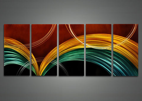 Modern Abstract Metal Wall Art 5 Panels 60 x 24in