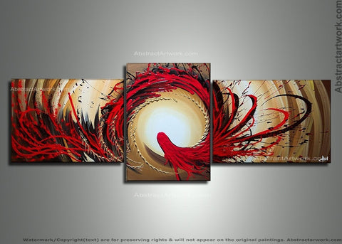 Modern Red Abstract Painting 146 - 66x24in