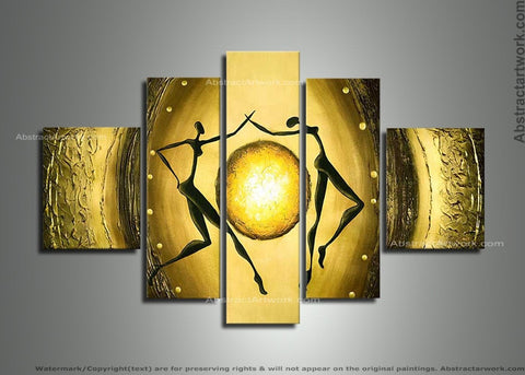 Textured Yellow Abstract Art 173 - 60x32in