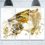 lioness and cub illustration animal canvas artwork PT6056