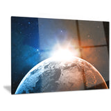 planet with sunrise in space contemporary canvas art print PT6741