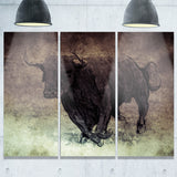 bull running on vintage paper animal digital art canvas print PT7955