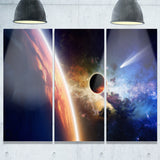 planet and comet in space modern spacescape canvas print PT8073