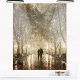 couple walking in night lights landscape photo canvas print PT8289