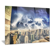 storm above manhattan skyscrapers cityscape photo canvas print PT8307