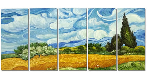 Van Gogh Wheat Field with Cypresses Oil Painting 60x28 in
