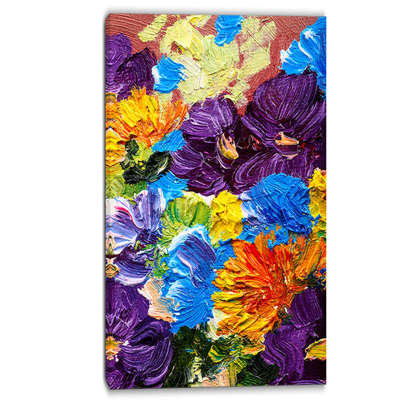 heavily textured abstract flowers abstract canvas print PT6194