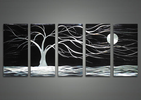 Black Abstract Tree Metal Wall Art -  60x24