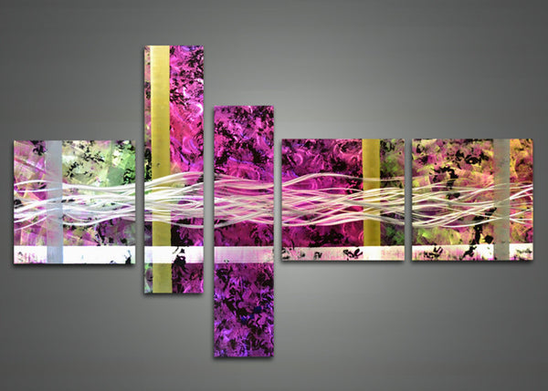 Purple Abstract Metal Wall Art Painting 608 - 63 x 32in
