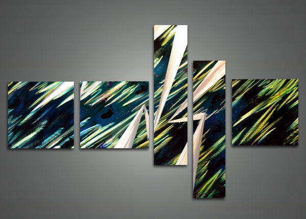 Blue Abstract Metal Wall Art Painting 609 - 63 x 32in