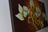 White Floral Painting in Orange 269s - 16x32in