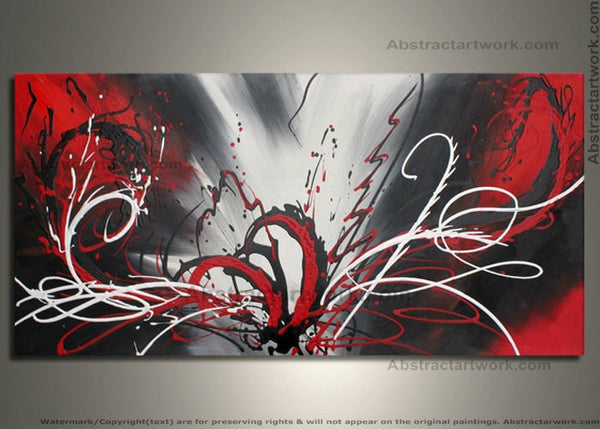 Single Panel Red Abstract Art 279 - 48x24in
