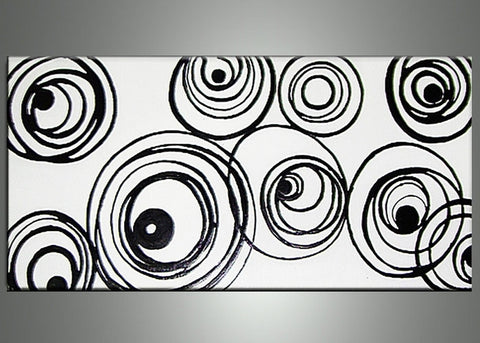 Contemporary Black & White Painting 389s - 32x16in