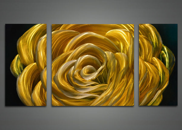 Yellow Rose Metal Wall Art Painting 48x24in