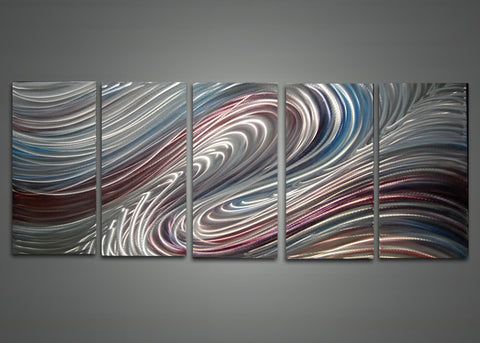 Abstract White Metal Wall Art Painting 60 x 24in