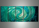 Blue Metal Wall Art Painting 60x24in