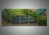 Green Abstract Metal Wall Art Painting 60 x 24in