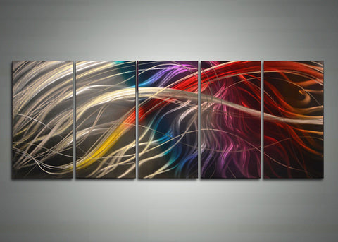 Abstract Multi Color Metal Wall Art 60 x 24in