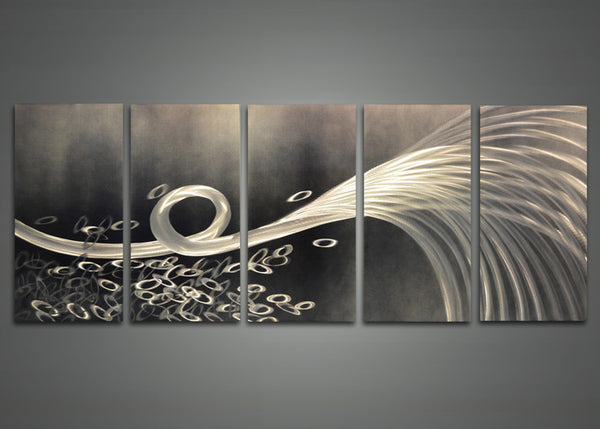 Abstract Grey Metal Wall Art 60 x 24in