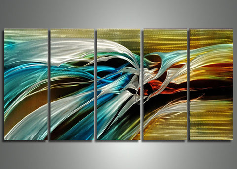 Yellow and Blue Metal Art Painting - 60x24