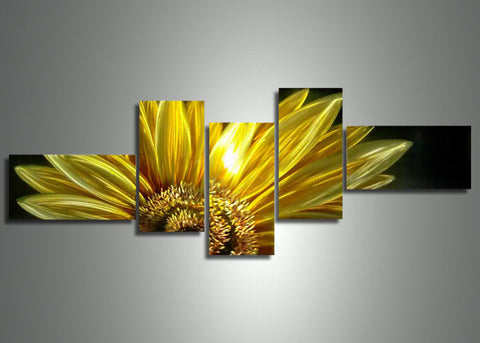 Yellow Metal Flower Painting 80x32