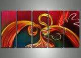 Metal Red Abstract Art Painting 60x24