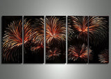 Black Fireworks Metal Wall Art 60x24in