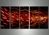 Black Abstract Metal Wall Art Painting 60x24in