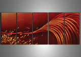 Red Wave Metal Wall Art 60x24