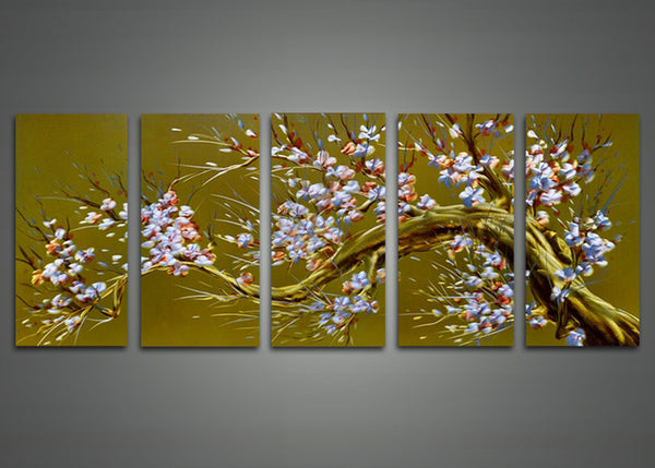Brown Tree Metal Wall Art with White Flowers 60 x 24in
