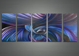 Modern Abstract Blue Metal Wall Art 60x24in