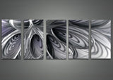 Black and White Abstract Metal Wall Art 60x24in