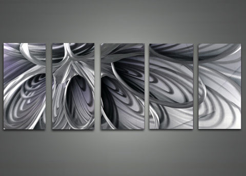 Black and White Abstract Metal Wall Art 60 x 24in