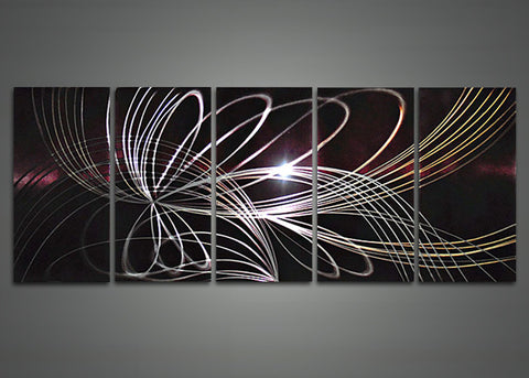 Modern Abstract Metal Wall Art Painting 60x24in