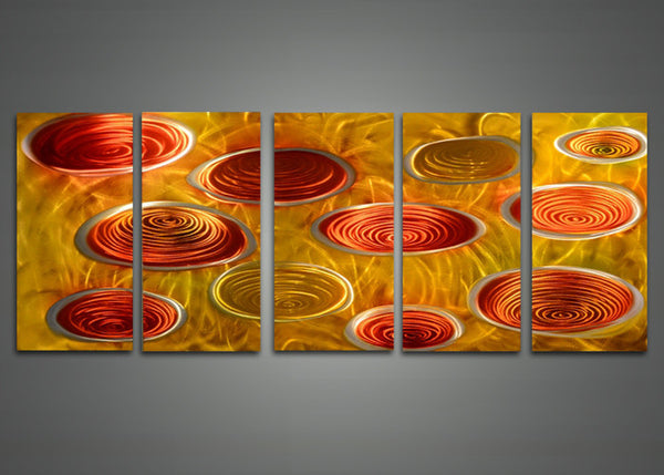 Abstract Yellow Metal Wall Art 60x24in