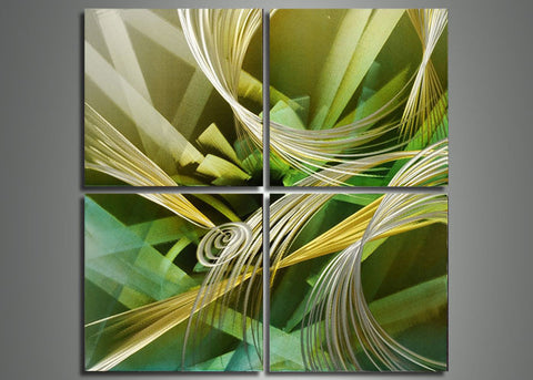 Green Abstract Metal Wall Art 4 Panels - 32x32in