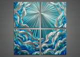 Blue Abstract Wall Art Painting - 32x32in