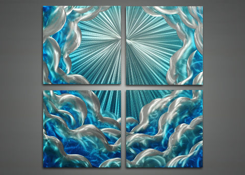 Blue Abstract Wall Art Painting - 32x32in
