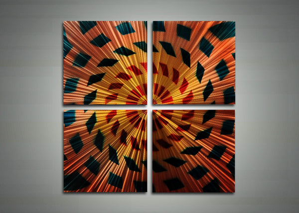 Orange Red Abstract Metal Art - 32x32in