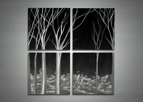 Abstract 4-Panel Tree Metal Wall Art - 32x32in
