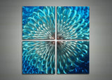 Blue Metal Art - Abstract Wall Art Painting - 32x32in