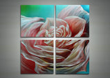 Pink Flower Painting - Four Panels - 32x32in