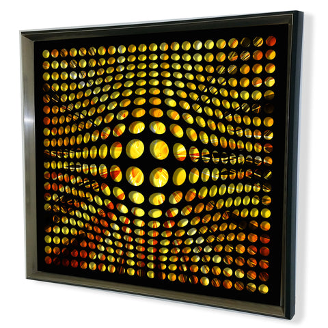 Modern Black Tinted Mirror - Acrylic Vortex Mirror - Yellow shade  32x32"