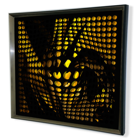 Modern Black Tinted Mirror - Acrylic Vortex Mirror - Black and Yellow  32x32"