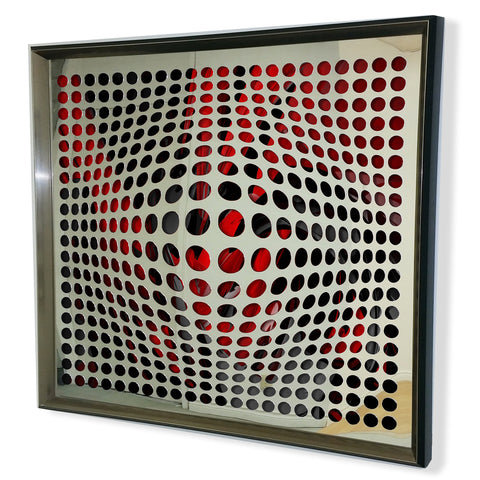 Modern Acrylic Mirror - Framed Vortex Art  - Purple and Black  32x32"