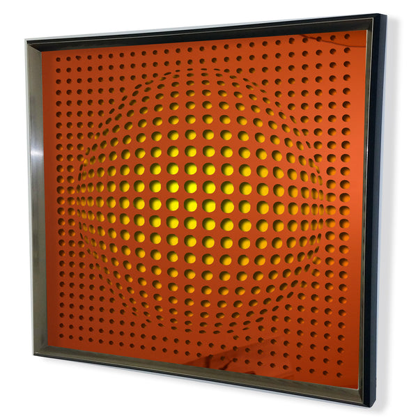 Modern Sphere 3D Mirror - Red Tinted Mirror - Yellow 32x32"
