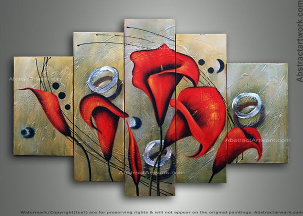 Red Floral Oil Painting 165 - 58 x 36in