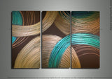 Textured Circles Artwork - 3 Panels 210 - 36x28in